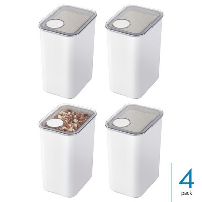 Set of 4 White BPA-Free Plastic Airtight Canisters