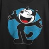 Felix Happy to See You, Blue Circle background on Black Short Sleeve Adult Crop T-Shirt - 2 of 3