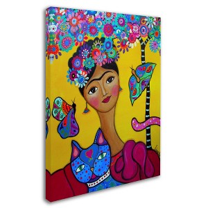 Trademark Fine Art -Prisarts 'Brigit's Frida And Her Cat' Canvas Art - 1 of 3