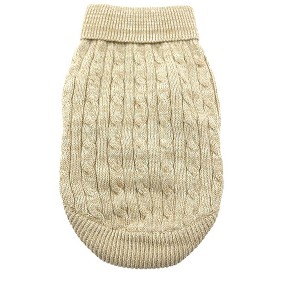 Doggie Design Combed Cotton Cable Knit Dog Sweater - Oatmeal - 1 of 3