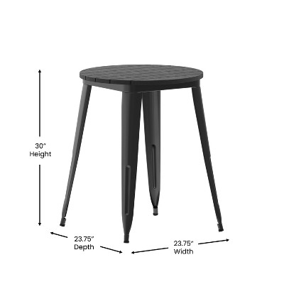 Black Round Poly Resin and Steel Indoor/Outdoor Dining Table