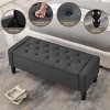 Aoibox Storage Ottoman Bench with Safety Hinge, Upholstered Tufted Entryway Bench for Living Room, Bedroom, Dark Gray - 4 of 4