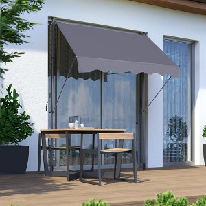118" Non-Screw Manual Retractable Awning with UV Protection - Versatile Outdoor Sun Shade for Patio, Door, and Window - 1 of 4