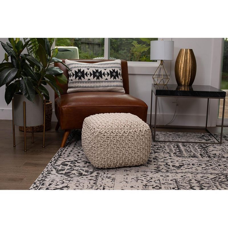 BirdRock Home Square Pouf Foot Stool Ottoman for Living Room & Bedroom - Natural, 2 of 5