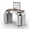 YONWAY Vanity Desk flip up Mirror and Padded Stool, with 10 Drawers, Socket, Side Storage Shelf, for Bedroom - 2 of 4