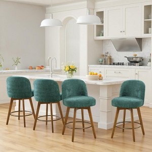 Bekrvio 26" Swivel Counter Height Bar Stools Set of 1/2/3/4,Fabric Upholstered Bar Chairs with Walnut Wood Legs, Counter-Height Kitchen Island Stools - 1 of 4