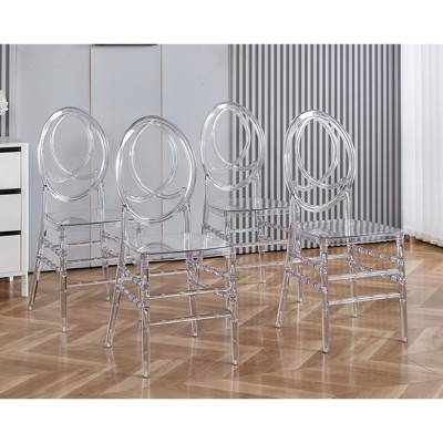 Plastic Welding Chair, Dining Chair, Set of 4 - Transparent
