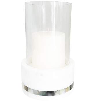 White Marble Grey Pearl Hurricane Candle Holder - Anaya