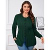 BLUEMING Womens Plus Size Sweater Button Up Long Sleeve Cardigans Crew Neck Open Front Knit Coats - 3 of 4