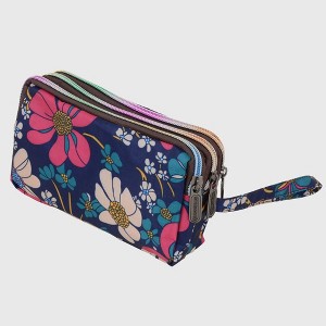 Anna-Kaci Women’s Floral Print Multi - Zip Nylon Wristlet Handbag - 1 of 4