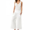Women's Linen Button Detail Palazzo Pants - Venti6 - 4 of 4