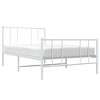 vidaXL Sturdy Steel Single Bed Frame with Headboard & Footboard - White - Metal Slats for Breathability - 3 of 4
