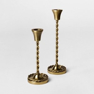 Set of 2 Braided Metal Taper Candle Holder - Threshold™ designed