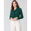 INSPIRE CHIC Women's Long Sleeve Pleated Tie Neck Office Blouses - 3 of 4