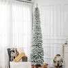 HOMCOM 8' Tall Unlit Snow Flocked Artificial Christmas Tree, Slim Pencil Xmas Tree with Realistic Branches and 603 Tips, Green - 3 of 4