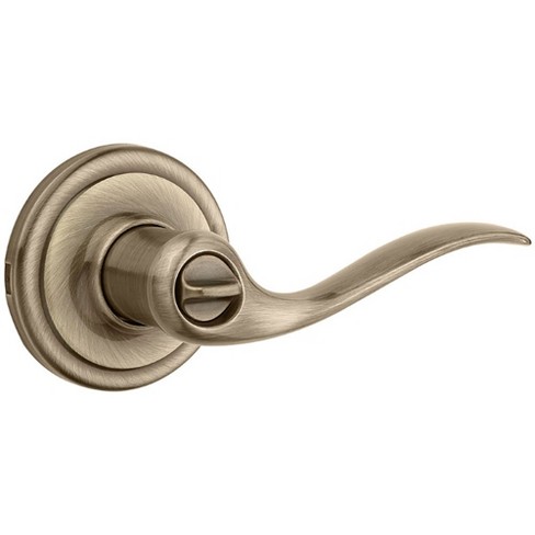 Kwikset 97402765 Tustin Entry Front Door Keyed Door Handle Lever Antique Brass