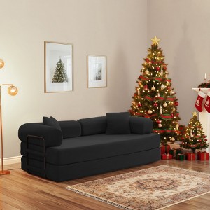 Mjkone Convertible Pull Out Sleeper Sofa Bed with Pillows&Movable armrest,Folding Mattress Couch, Removable Washable Floor Sofa - 1 of 4