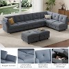 87-Inch Modular Sectional Sofa – U-Shaped Velvet Couch with Storage Ottoman, 9-Seat Comfort for Living Room or Apartment, Stylish Blue Design - 4 of 4