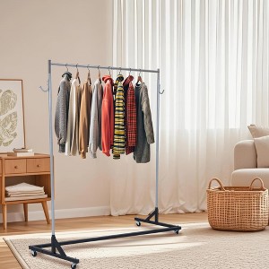 Z Rack, Portable Rolling Clothes Rack, Heavy Duty Garment Rack with Nesting Base, Commercial Clothing Rack with Wheels for Living Room, Bedroom - 1 of 4