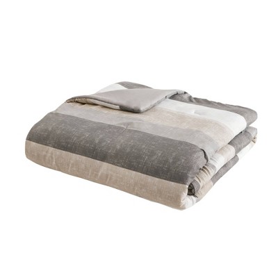 Full Taupe and Grey Microfiber Reversible Bed in a Bag Set