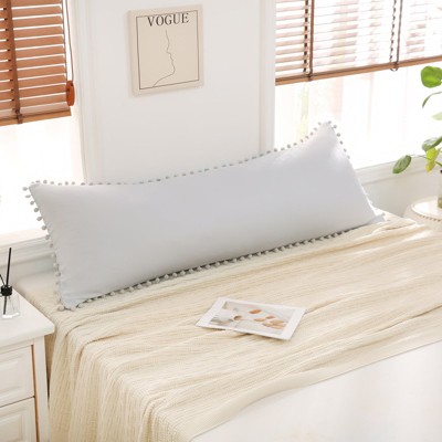 Pom-Pom Fringe Pillowcases & Body Pillow Cover – Soft Decorative Bedding Shams with Deep Pocket, Queen/King/Body Options