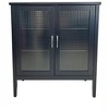 Kings Brand Furniture - Lisle 2 Door Wood Console Table/Accent Storage Cabinet, Black - 3 of 4