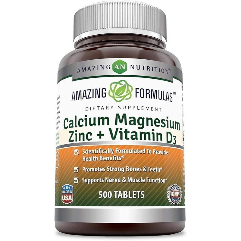 Amazing Formulas Calcium Magnesium Zinc + Vitamin D3 500 Tablets, 1 of 2