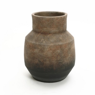 LuxenHome Brown Ombre Terracotta 9.6-Inch Round Vase