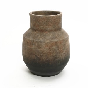 LuxenHome Brown Ombre Terracotta 9.6-Inch Round Vase - 1 of 4