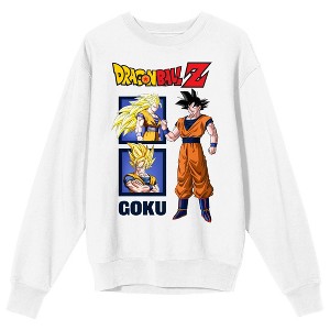 Dragon Ball Z Goku Super Saiyan Character Panels Crew Neck Long Sleeve Men's White Sweatshirt - 1 of 2