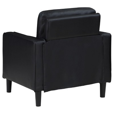 Ruth Black Faux Leather Transitional Accent Chair
