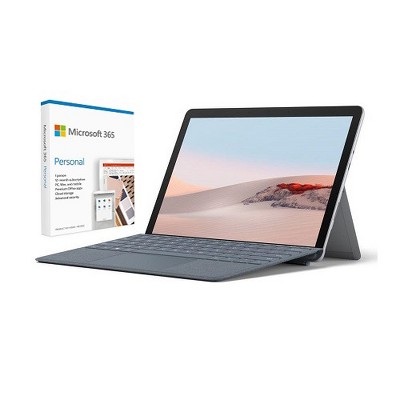 Microsoft Surface Go 2 VALUE BUNDLE 10.5" Intel Pentium Gold 4GB RAM 64GB eMMC Platinum+Surface Go Signature TypeCover IceBlue+Microsoft 365 Person...
