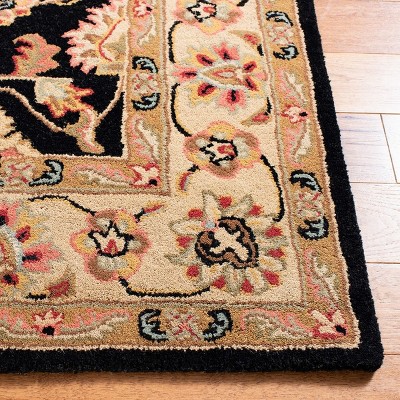 Handmade Black and Gold Wool Traditional Area Rug