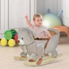 Qaba Kids Rocking Horse, Bear-Shaped Plush Ride on Horse with Sound, Wooden Base & Safety Belt for 18-36 Months, Gray - 3 of 4