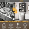 Over Toilet Storage Cabinet with Tempered Glass Doors Adjustable Shelf Bathroom Organizer Metal Stand Black Space Saver - 4 of 4