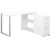 Vynxaria Modern L-Shaped Corner Computer Desk White Laminate Grey Metal, Reversible Setup with Storage Drawers for Home Office - 2 of 4
