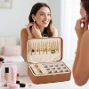 HTUTWOO Travel Jewelry Case With Lock,2-Layer PU Leather Jewelry Box for Women,Jewelry Organizer, Jewelry Travel Case,Best Gifts for Women - 4 of 4