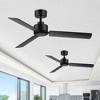 Airsurfer 48" Matte Black Propeller Ceiling Fan Without Light, 3 Flat Black Blades, Remote Control Included (2-Pack) - 3 of 4