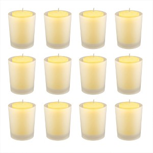 LumaBase Citronella Votive Candles in Frosted Glass Holders - Set of 12 - 1 of 4