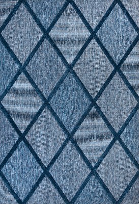 Navy Trellis Handmade Synthetic 3x5 Indoor/Outdoor Rug