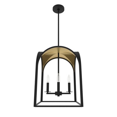 15" 4-Light Dukestown Natural Black Iron and Leaf Lantern Pendant Ceiling Light - Hunter Fan