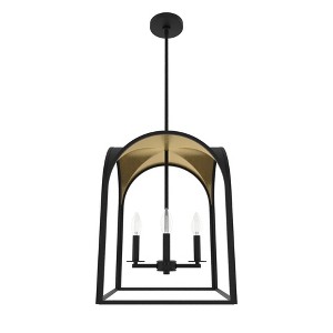 15" 4-Light Dukestown Natural Black Iron and Leaf Lantern Pendant Ceiling Light - Hunter Fan - 1 of 4