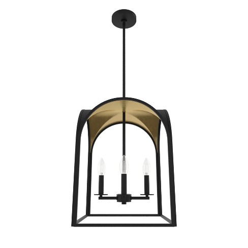 15" 4-Light Dukestown Natural Black Iron and Leaf Lantern Pendant Ceiling Light - Hunter Fan - image 1 of 4