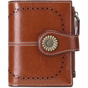 Wikineon Small Women's Leather Bifold Wallet - RFID Blocking Credit Card Holder with Zipper Coin Pocket, Organized Card Slots for Easy Access - 1 of 4