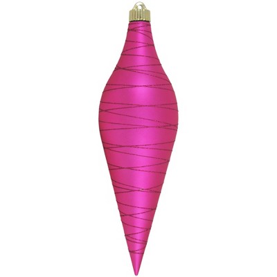 Christmas by Krebs Glamour Pink Long Drop with Cabernet Tangles Shatterproof Christmas Ornament 12.5" (320mm)