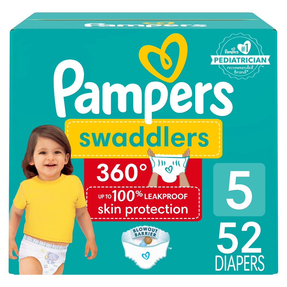 Pampers Swaddler 360 Super Disposable Baby Diapers - Size 5 - 52ct