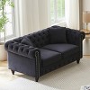 Button Tufted Velvet Chesterfield Sofa,63.5" Couch with Nailhead Arms,Wood Legs and 2 Pillows for Living Room or Apartment-Baofuwish - 3 of 4