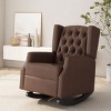 PU Leather Wingback Rocking Chair,Modern Button Tufted Accent Armchair with Diamond Stitch for Living Room Nursery-Baofuwish - 2 of 4
