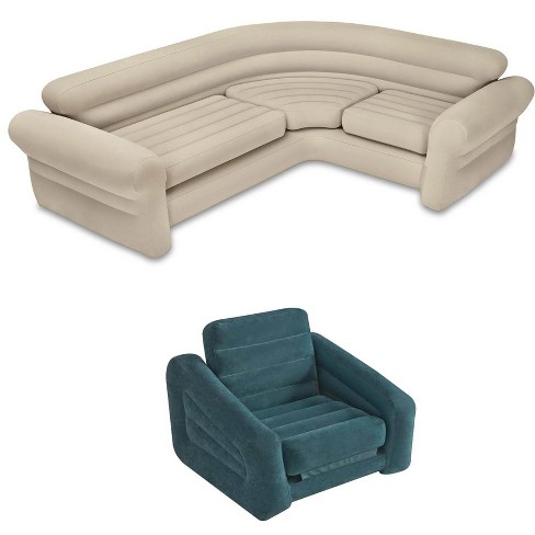 Intex Inflatable Corner Sectional Sofa Inflatable Air Mattress Pull Out Chair