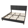 Platform Bed Frame with Height Adjustable Rectangle Stitched Headboard, Wooden Slats Support - 2 of 4